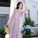 2026 New Lotus Leaf Side Purple Raging Dress Dress Women Unique Beauty Podle Dress Set