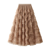 Super Xian Heavy Industry Lace Net Velopne Pony Half-Body Skirt Thin Umbrella Skirt Elegant Cake Dress Mid-Long Skirt 1393