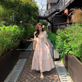 French Romantic Lace Spliced Pink Sling Dress Woman 2025 Summer New Sunscreen Cardigan Two Sets