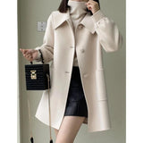 2025 Autumn And Winter New Long Love Buckle Thin Hair, The Coat Shows Thin Age Doll Collar Of The Coat