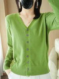 Wool Blended 2026 Autumn And Winter Women's New Loose V-Neck Solid Color Short Knitted Cardigan Jacket Sweater Spring