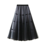 Dress Gentle Fairy Design Feeling Bow Net Autumn Winter Display Thin Waist Half Body Skirt 0883