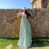 Yunnan Seaside Holiday Style Dress Women Summer Seaside Temperament Hanging Back Yellow Dopamine Dress