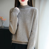 Line Ready-Upled Wool Blending 2026 Autumn And Winter New Women's Short Dress Half High-Neck Solid Color Bottom Top Knitting Shirt