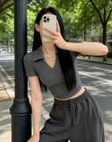 Summer Slim Slimy Fashion With Hottie Short-Sleeved T-Shirt 2026 New Polo Collar Short Blouse