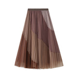 Pinting 100-Fold Net Dress Elastic Tension Tight Waist Thin Long A-Word Big Swing Skirt Winter 1803
