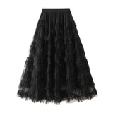 Super Xian Heavy Industry Lace Net Velopne Pony Half-Body Skirt Thin Umbrella Skirt Elegant Cake Dress Mid-Long Skirt 1393