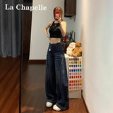 Vintage Scissor Jeans Women Autumn Trend New Small Design Feeling Loose Slebage Leg Pants