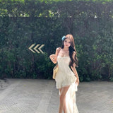 2026 Net Red Spring And Autumn Skirt Women Red Tuxedo Irregular Sexy Wearing Holiday Sling Dress