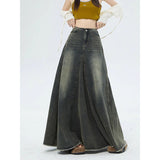 Large-Size Women's Retro Denim Dress Women Fat Mm Thin And Long A-Word Fishtail Skirt Umbrella Skirt