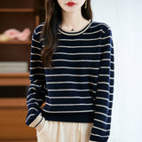 100% Pure Wool 2026 Autumn And Winter New Women's Loose Round-Collar Collar Short Top Bottom Knitted Sweater