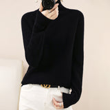 Wool Blended 2026 Autumn And Winter New Women's High-Collar Loose Loose Short-Colored Shoulder Hooded Bottom Sweater Knitting Shirt
