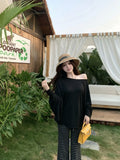 Lazy White With Long-Sleeved T-Shirts For Spring Bat Sleeves Casual Sunscreen Shirts For T-Shirts