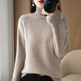Wool Blended 2026 Autumn And Winter New Short Lady Korean Version Of High-Necked Loose Solid Color Knitted Bottom Sweater