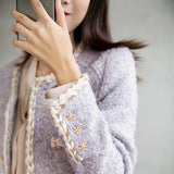Small Fragrant European Women's Clothing Lavender Purple Coarse Flowers, The Shirt Coat Coat Women Composite Autumn And Winter Short Children