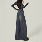 Twist Women's Fat Mm Retro Old Wide-Legged Jeans Women High-Rise Loose Thin-Hanging Trousers Tide