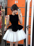 [Original Quality + Zipper] Beautiful Sleeveless Net Linve Ponve Dress Woman 2025 Summer Waist Princess Dress