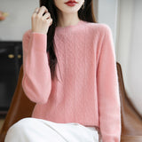 A Line Of Ready-Up Clothing Wool Blended 2026 Autumn And Winter New Women Loose Round Collared Collared Twisted Flower Inside The Bottom Knitting Shirt
