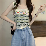 French Retro Sling Coat Hollow Hook Flower National Style Knitted Vest Women's Summer Seaside Holiday New Trend