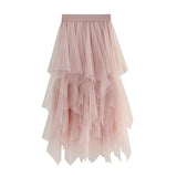 Irregular Mesh Dress Women's Long Mid-Term 2025 Spring New Yarn Skirt High-Waisted Thin Skirt 8063