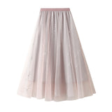 Net Yarn Skirt Summer New Big Swing A Skirt Glitter Fairy Dress High Waist Slim Dress 1833