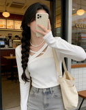 French Collar Cross-Bottomed Women's Autumn And Winter 2026 New Design Long Sleeves Sexy Top