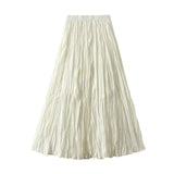 Light Luxury Light Pressure Folded Skirt Women's Spring And Autumn New Station Big Swing Thin Folded A Skirt 0323