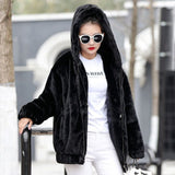 Large-Size Lamb Wool Coat Women 2026 New Autumn And Winter Lamb Velvet With Velvet Warm Jacket Short Hood Loose