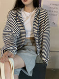Striped Hooded Short-Dress Coat Women 2026 New Autumn And Winter Korean Version Loose Zipper Long-Sleeved Coat Tide
