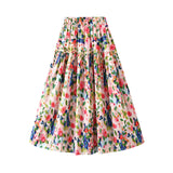 Oil Painting Print Dress Women's Summer Vacation Wind Fluffy Meat Show Lean Long Broken Flower A Skirt 2302