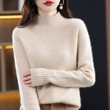 Line Ready-Wear 100% Pure Wool 2026 Autumn And Winter New Women's Half-High Collar Short- Jacket Loose Knit Sweater