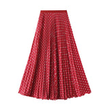Japan-Korea Temperament Wave Point 100-Fold Skirt 2026 Spring And Summer New High-Rise Thin Large Swing Half-Dress Woman D9908