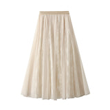 French Lace Mesh Splicing High Waist Tight Skirt Women's Autumn Straight Two Wearing Thin Temperament Dress 9375