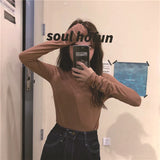 Shirt Women's Clothing Spring 2026 New Half-High Collar Blouse Wearing Thin Slim Girl Long-Sleeved T-Shirt
