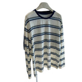 Korean Version Of The Retro Stripe Bumpy Slim Roll Round-Neck Long-Sleeved T-Shirt For Women's Loose Lazy Sun Protection Shirts Summer