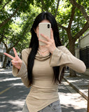 Long-Sleeved T-Shirts For Women's Autumn And Winter Korean Version Of The Sexy Irregularly Pure Babes Design Feel To Put On The Bottom Shirt