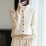 100% Pure Wool 2026 Autumn And Winter New Women's Loose Hooded Thick-Sling Knitted Sweater Jacket
