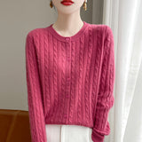 Wool Blended 2026 Autumn And Winter New Women's Round Collar Collar Hooded Small Knitted Open-Flowered Knitted Jersey Coat