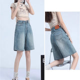 Five-Point Denim Shorts Women's Summer Thin 2025 New Korean Version Of Loose Small Man High-Rise Thin Trousers