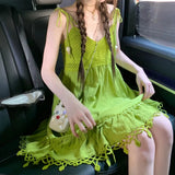 Bohemian Asian Style Suit Green Tud Dress Women Summer Design Small Many Pamine Skirt Women
