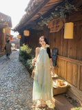 Summer Fairy Holiday Style Pure Shoulder Hanging Neck Dress New Design Sense Irregular Thin Fairy Dress