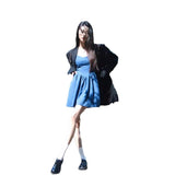 Girls Feel Klein Blue Dress Women Summer New Cute Reduced Age Small Man With Chic Sling Skirt