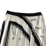 100-Fold Letter Print Skirt Women Autumn New Tight Waist Long Umbrella Skirt 2125
