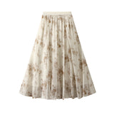 Art Tie Dye Printing Net Yarn Temperament Skirt Skirt Women Spring And Summer New High-Waist A Skirt D6618