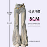 Large-Size Women's Fur Design Water Washes Old Jeans Women Fat Mm High Street Trousers Student Trousers