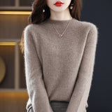 First-Line Ready-To-Wear Seamless Pure Wool 2026 Autumn And Winter New Women's Half-High Collar Hollow Short Bottom Knitted Sweater
