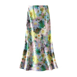 High-Level Dizzy Oil Painting Skirt 2025 Spring New Fashion Temperament Thin High Waist Medium Long Skirt 9861