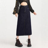 Denning Blue Half-Dressed Cowboy Dress In Autumn New 2025 High-Rise Thin Open Fork High-End Feeling Over-Bowed Skirt