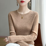A Line Of Ready-On-Coat Wool Blended 2026 Autumn And Winter New Women's Short Loose Round Collar Solid Color With The Bottom Knitting Shirt