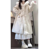 Sweet Little Hair Spliced Hair Coat Women's Winter 2025 New Loose Long Hooded Coat